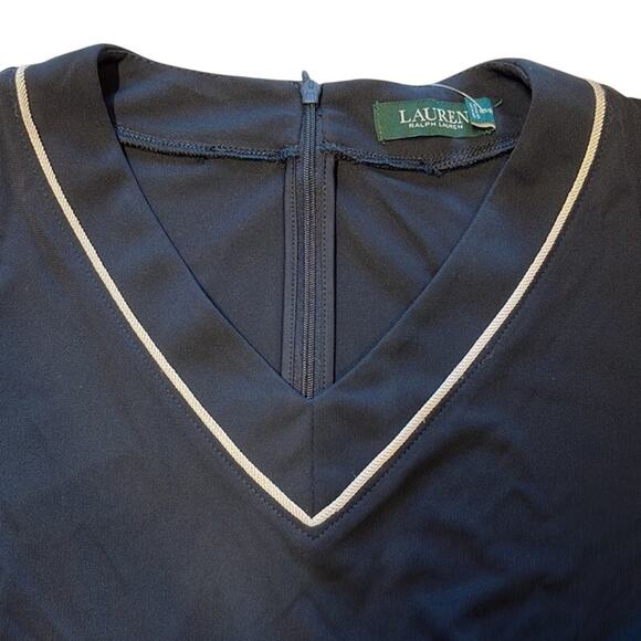 Ralph Lauren Navy Blue “Camden” Jumpsuit, V-Neck, White Trim, Size Medium, NWT - Picture 3 of 6